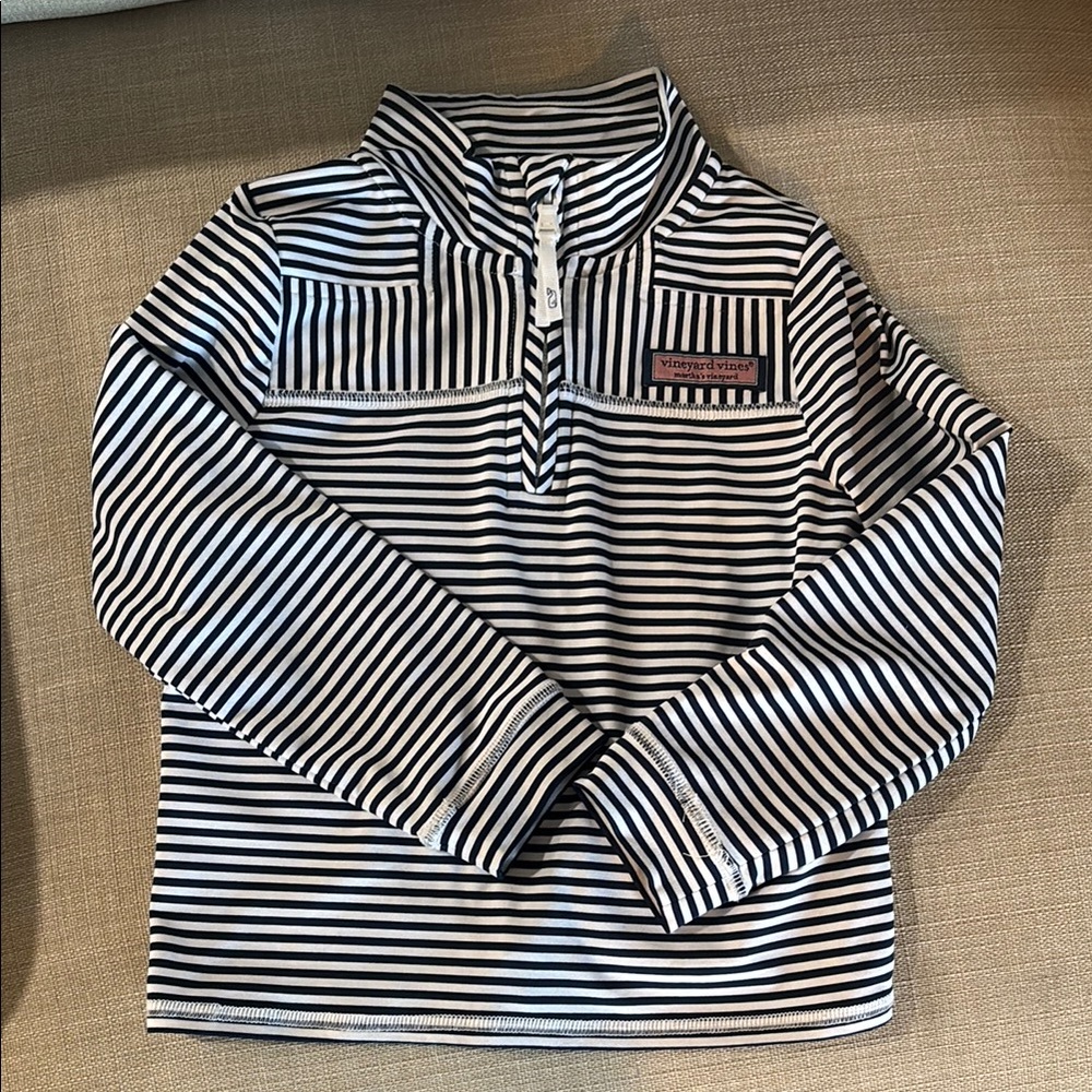 Vineyard Vines Navy and White Striped Half-Zip